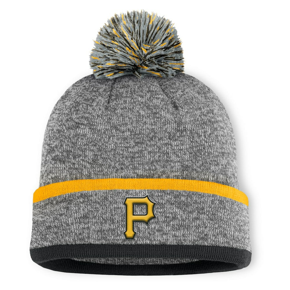 Pittsburgh Pirates Backstop Cuffed Knit Hat with Pom Heather Gray