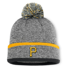 Pittsburgh Pirates Backstop Cuffed Knit Hat with Pom Heather Gray