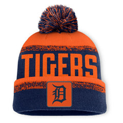 Detroit Tigers No-Doubter Cuffed Knit Hat with Pom Navy/Orange