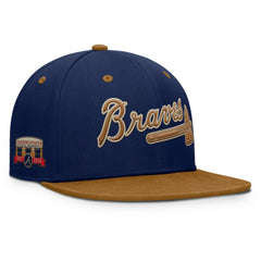 Atlanta Braves Splinter Fitted Hat Navy/Tan