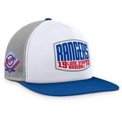 Texas Rangers Cranked Foam Front Patch Trucker Adjustable Hat Gray/White