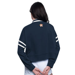 Houston Astros Starter Women's Power Play Cropped Pullover Sweatshirt Navy