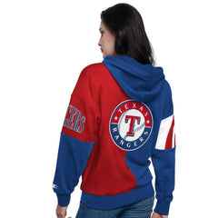 Texas Rangers Starter Women's Curve Ball Full Zip Hoodie Sweatshirt Royal/Red