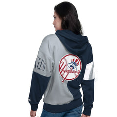New York Yankees Starter Women's Curve Ball Full Zip Hoodie Sweatshirt Navy/Gray