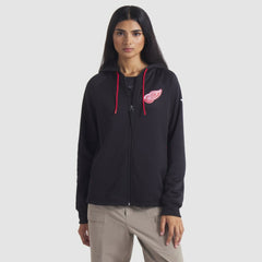 Detroit Red Wings Fanatics Women's Authentic Pro Rink Raglan Full-Zip Hoodie Black
