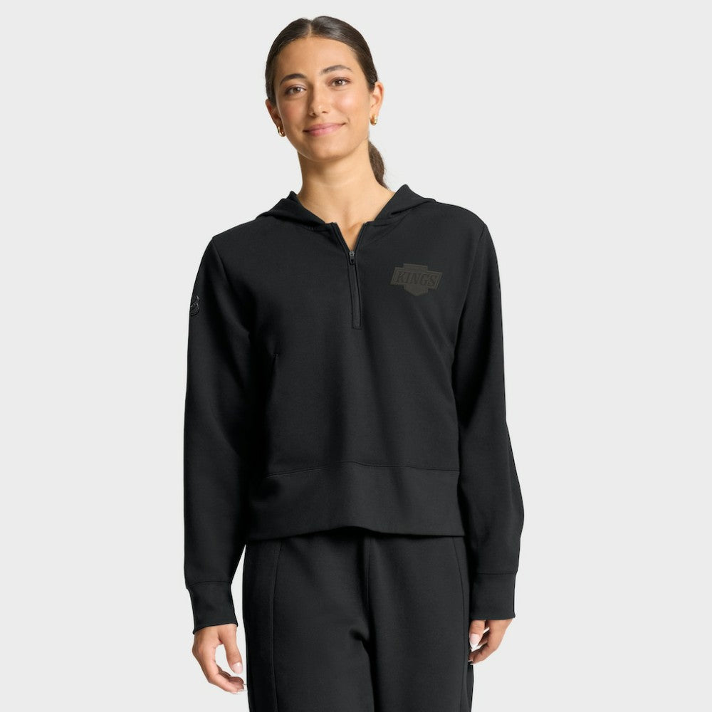 Los Angeles Kings Fanatics Women's Authentic Pro Road Tri-Blend Quarter-Zip Hoodie Black