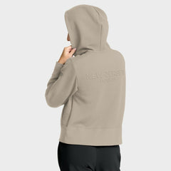 New Jersey Devils Fanatics Women's Authentic Pro Road Tri-Blend Quarter-Zip Hoodie Tan