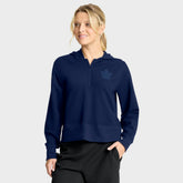 Toronto Maple Leafs Fanatics Women's Authentic Pro Road Tri-Blend Quarter-Zip Hoodie Navy