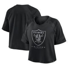 Las Vegas Raiders Women's Oversized Raglan V-Neck Blackout Fashion Jersey discount