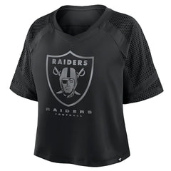 Las Vegas Raiders Women's Oversized Raglan V-Neck Blackout Fashion Jersey discount
