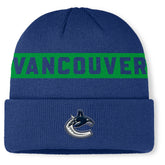Vancouver Canucks Fanatics Authentic Pro Rink Cuffed Knit Hat Blue