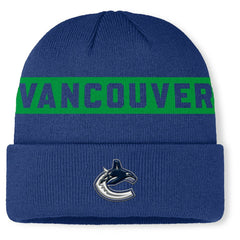 Vancouver Canucks Fanatics Authentic Pro Rink Cuffed Knit Hat Blue