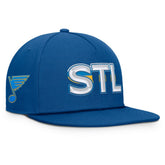 St. Louis Blues Fanatics Authentic Pro Rink Team Code Snapback Hat Blue