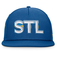 St. Louis Blues Fanatics Authentic Pro Rink Team Code Snapback Hat Blue