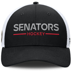 Ottawa Senators Fanatics Authentic Pro Rink Lockup Adjustable Trucker Hat Black/White