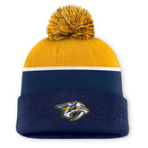 Nashville Predators Fanatics Authentic Pro Rink Cuffed Knit Hat with Pom Navy