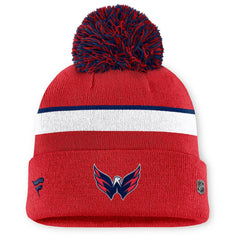 Washington Capitals Fanatics Women's Authentic Pro Rink Cuffed Knit Hat with Pom Red