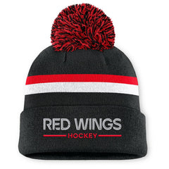 Detroit Red Wings Fanatics Women's Authentic Pro Rink Cuffed Knit Hat with Pom Black