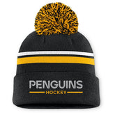 Pittsburgh Penguins Fanatics Women's Authentic Pro Rink Cuffed Knit Hat with Pom Black
