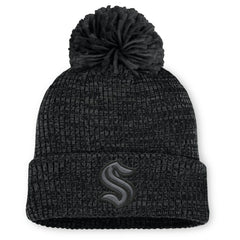Seattle Kraken Fanatics Women's Authentic Pro Road Cuffed Knit Hat with Pom Black