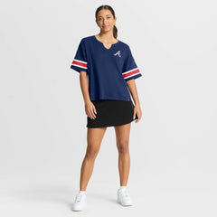 Atlanta Braves Women's Curl Route T-Shirt Navy