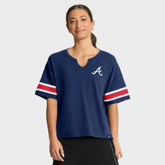 Atlanta Braves Women's Curl Route T-Shirt Navy