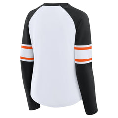 San Francisco Giants Women's Blitz Package Raglan Lace-Up V-Neck Long Sleeve T-Shirt White/Black