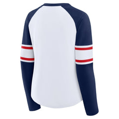 Atlanta Braves Women's Blitz Package Raglan Lace-Up V-Neck Long Sleeve T-Shirt White/Navy