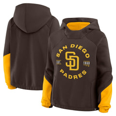 San Diego Padres Women's Oversized Time to Win Pullover Hoodie Brown