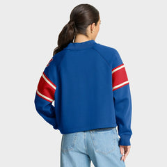 Atlanta Braves Women's Oversized Toss Sweep Raglan Pullover Sweatshirt Royal