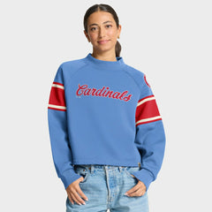 St. Louis Cardinals Women's Oversized Toss Sweep Raglan Pullover Sweatshirt Light Blue