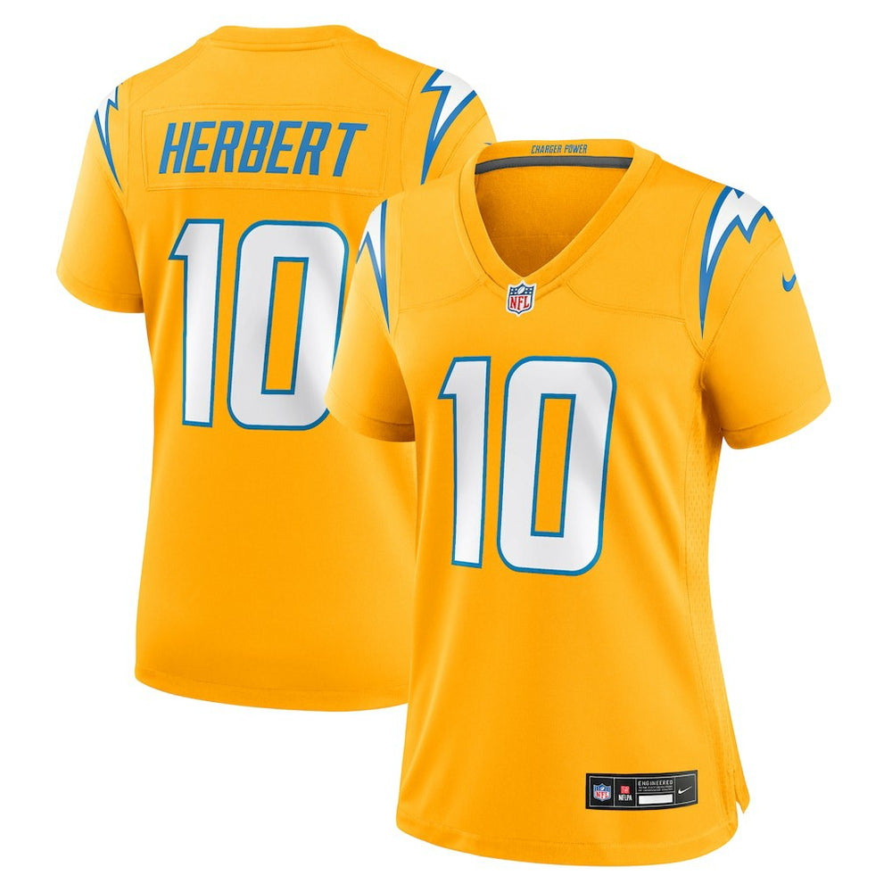 Justin Herbert Los Angeles Chargers Women's Alternate Charger Power Game Jersey - Gold