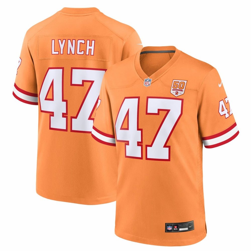 John Lynch Tampa Bay Buccaneers 50th Season Game Jersey - Creamsicle