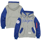 Los Angeles Dodgers x Alpha Industries Full-Zip Hoodie Jacket Heather Gray/Royal | New Era