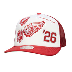 Detroit Red Wings Mitchell & Ness Gridlock Trucker Adjustable Hat White/Red