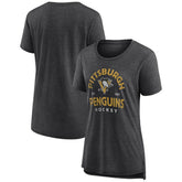 Pittsburgh Penguins Women's Vintage Arch Tri-Blend T-Shirt Gray