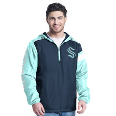 Seattle Kraken G-III Sports by Carl Banks Lateral Half-Zip Hoodie Jacket Deep Sea Blue/Light Blue