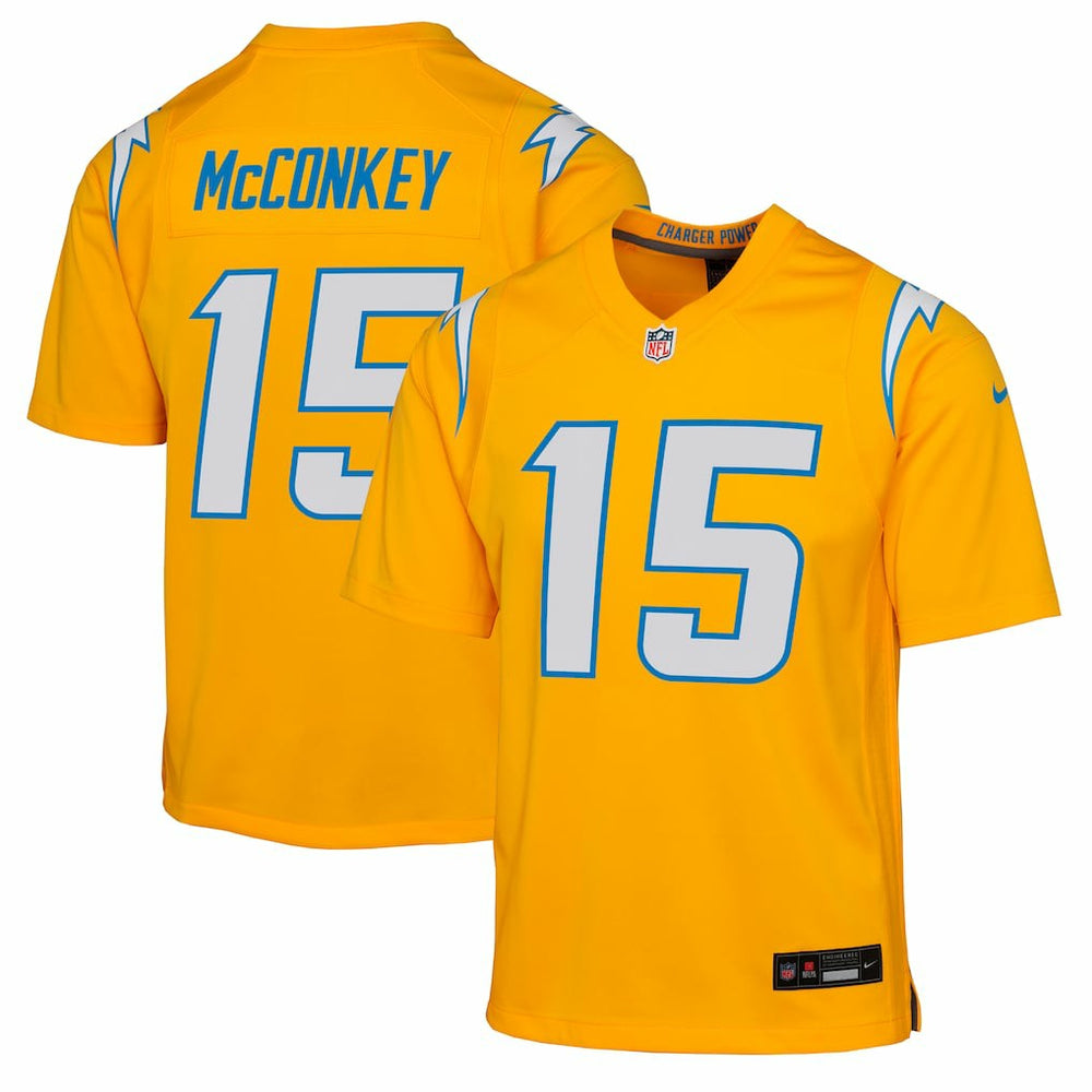 Ladd McConkey Los Angeles Chargers Youth Alternate Charger Power Game Player Jersey - Gold