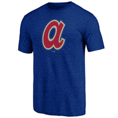 Atlanta Braves Cooperstown Official Logo Tri-Blend T-Shirt Royal