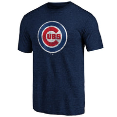 Chicago Cubs Weathered Official Logo Tri-Blend T-Shirt Navy