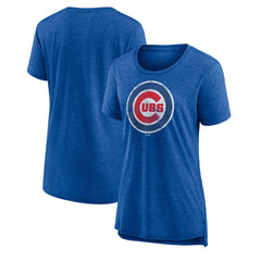 Chicago Cubs Women's Weathered Official Logo Tri-Blend T-Shirt Royal