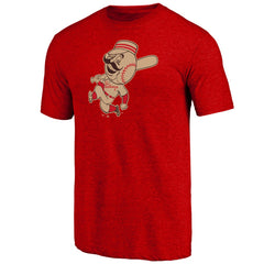Cincinnati Reds Cooperstown Official Logo Tri-Blend T-Shirt Red
