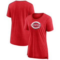 Cincinnati Reds Women's Weathered Official Logo Tri-Blend T-Shirt Red