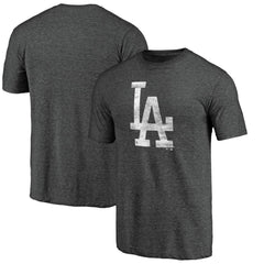 Los Angeles Dodgers Weathered Official Logo Tri-Blend T-Shirt Charcoal
