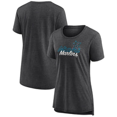 Miami Marlins Women's Practice Time Tri-Blend T-Shirt Gray