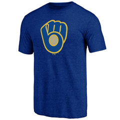 Milwaukee Brewers Cooperstown Official Logo Tri-Blend T-Shirt Royal