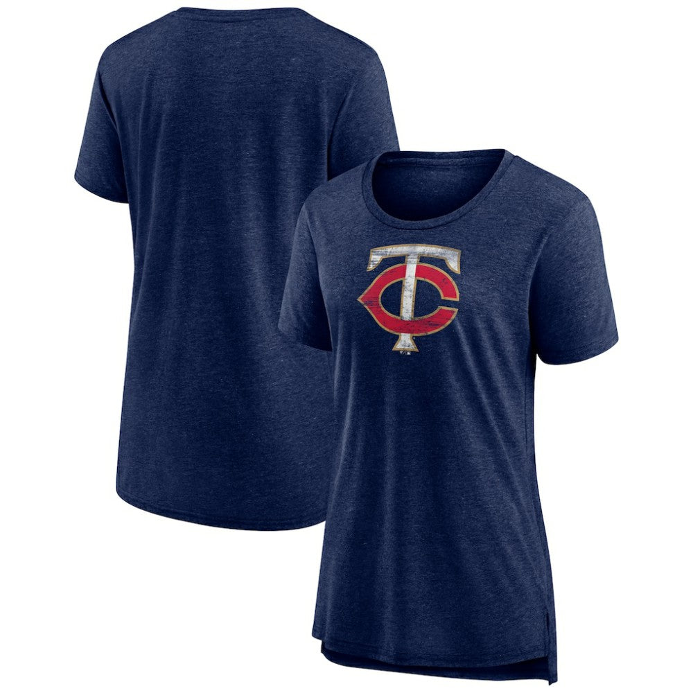 Minnesota Twins Women's Weathered Official Logo Tri-Blend T-Shirt Navy