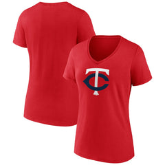 Minnesota Twins Women's Official Logo V-Neck T-Shirt Red