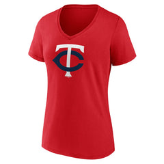Minnesota Twins Women's Official Logo V-Neck T-Shirt Red