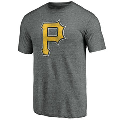 Pittsburgh Pirates Weathered Official Logo Tri-Blend T-Shirt Heather Gray